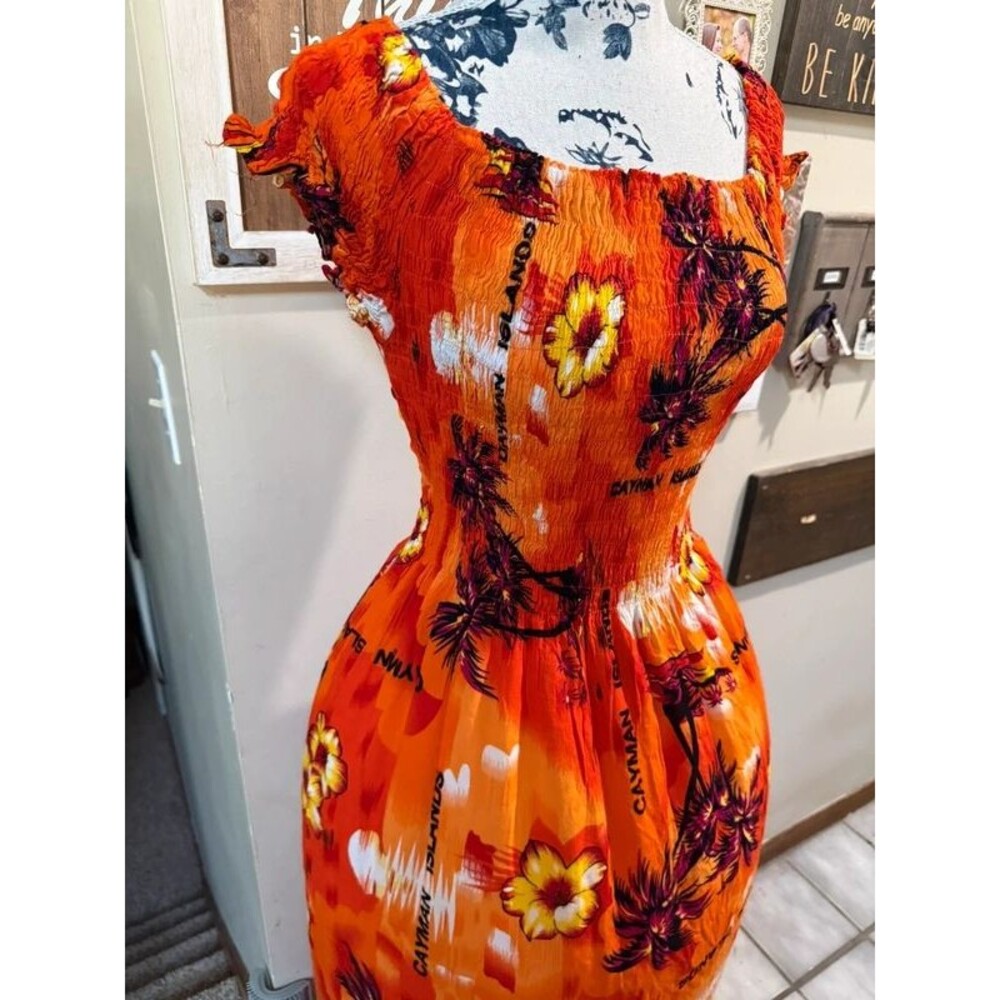 Orange tropical dress Cayman Islands - Picture 3 of 12